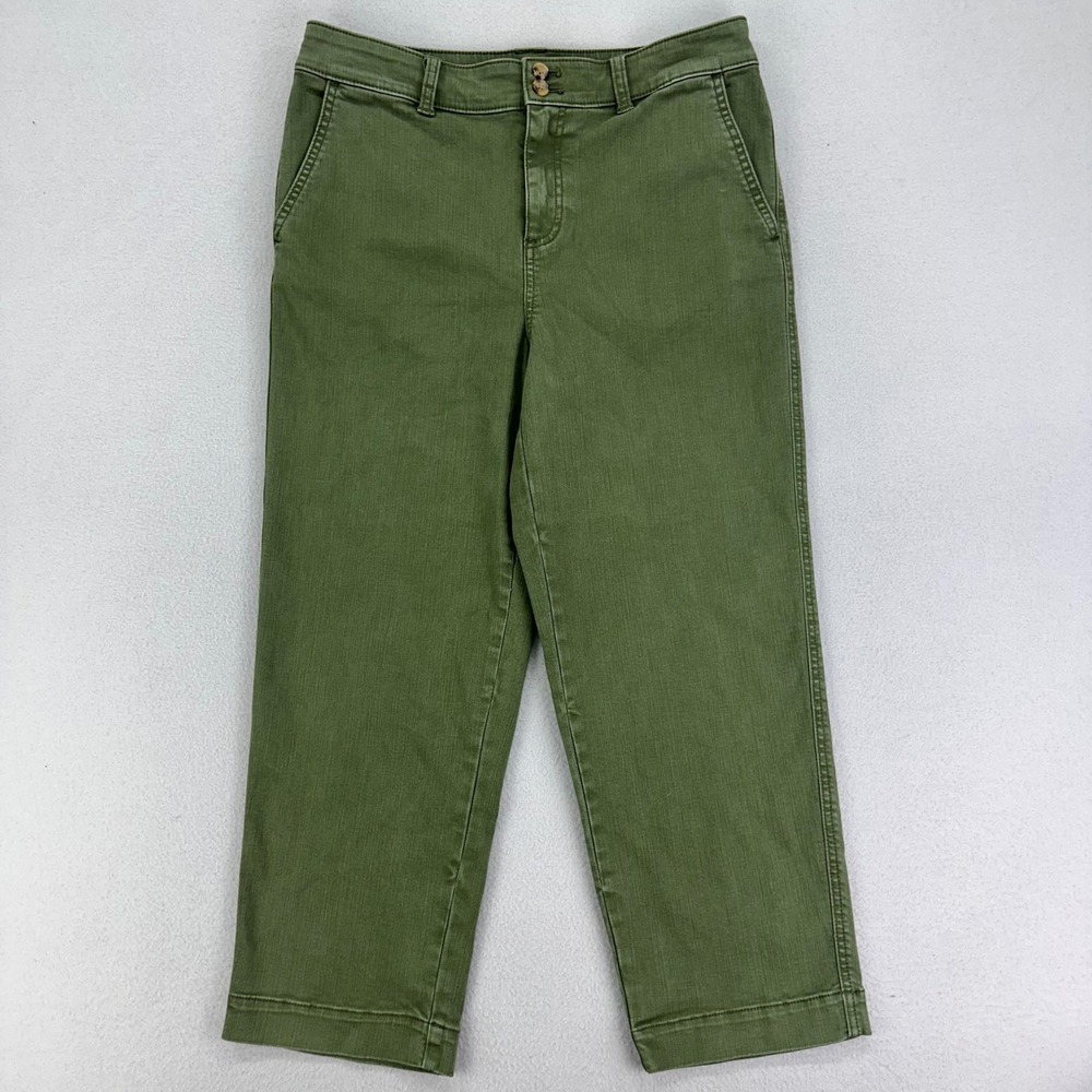Talbots Straight Ankle Jeans Womens 6P Green High Rise Ankle Stretch Career